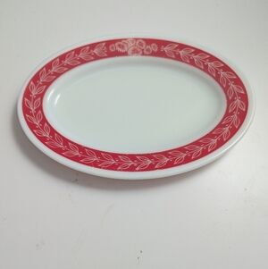 Pyrex Red and White Floral Plate